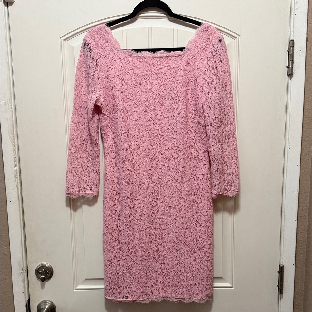 Adrianna Papell Pink Lace Long Sleeve Dress